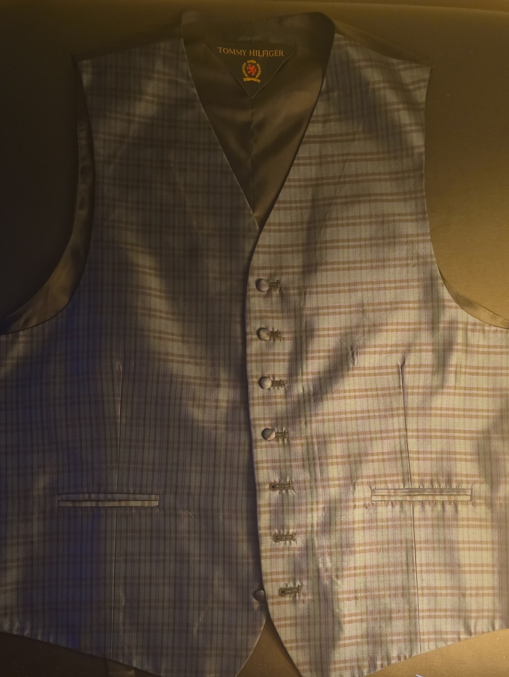 Tommy Hilfiger Green Plaid Men's Suit Vest